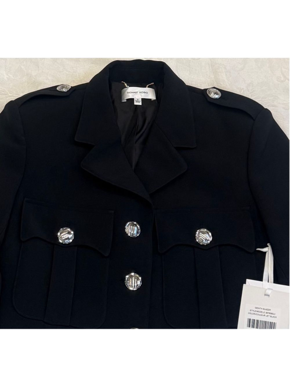 Ronny Kobo Genith Cropped Blazer, Jet black - Picture 8 of 8